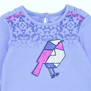 NWT Deux Par Deux Girls Bird Design Tee Full Sleeve